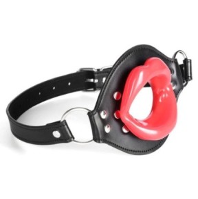 Bâillon Lips Gag Noir-Rouge sur fun et plaisirs - vente de sextoys pas cher