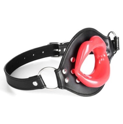 Bâillon Lips Gag Noir-Rouge sur fun et plaisirs - vente de sextoys pas cher