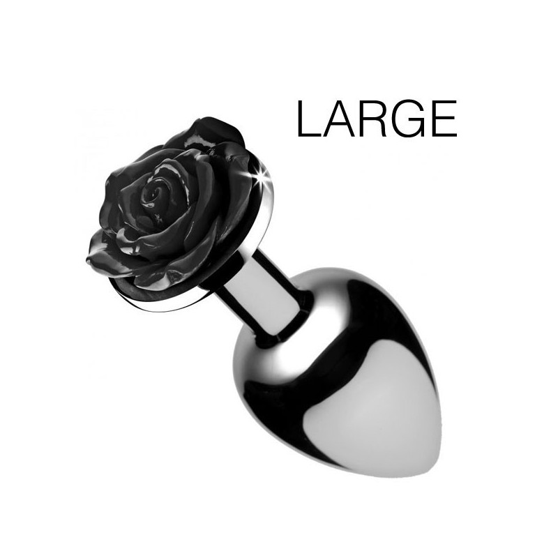 Plug Bijou avec Rose noire - 8.5 x 4.1 cm LARGE