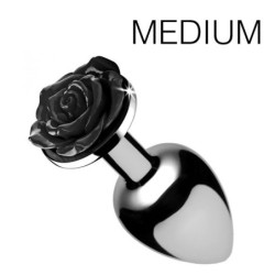 Plug Bijou avec Rose noire - 7.5 x 3.4 cm MEDIUM- Bijoux Anal en stock sur Fun et plaisirs