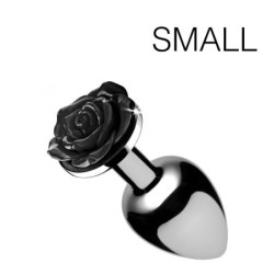 Plug Bijou avec Rose noire - 6.5 x 2.7 cm SMALL- Bijoux Anal en stock sur Fun et plaisirs