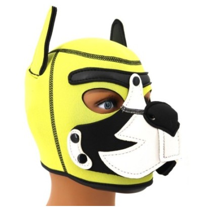 Cagoule Puppy Fox Néoprène Jaune-Blanc sur fun et plaisirs - vente de sextoys pas cher