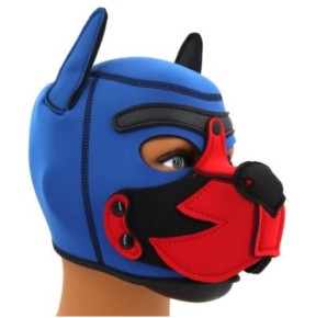 Cagoule Puppy Fox Néoprène Bleu-Rouge sur fun et plaisirs - vente de sextoys pas cher