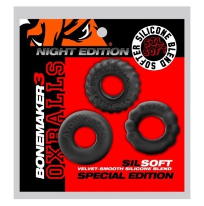 Lot de 3 Cockrings Bonemaker Night Edition Noirs