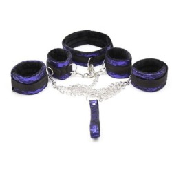 Kit Bondage avec Collier et Menottes Violet- Kit SM en stock sur Fun et plaisirs