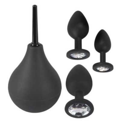 Kit 3 Plugs Bijou Velvet Jewel Noir sur fun et plaisirs - vente de sextoys pas cher