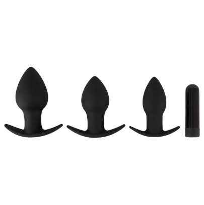 Lot de 3 plugs vibrants Silibutt Noirs sur fun et plaisirs - vente de sextoys pas cher