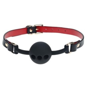 Bâillon-Boule Milan 41mm Noir et Rouge sur fun et plaisirs - vente de sextoys pas cher