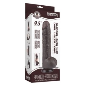 Gode avec Bourses Sliding Skin 18 x 4.7cm Noir