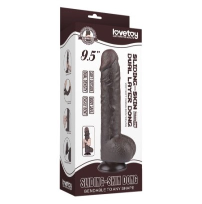 Gode avec Bourses Sliding Skin 18 x 4.7cm Noir