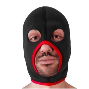 Cagoule Eyes Face Brutus Noire-Rouge sur fun et plaisirs - vente de sextoys pas cher
