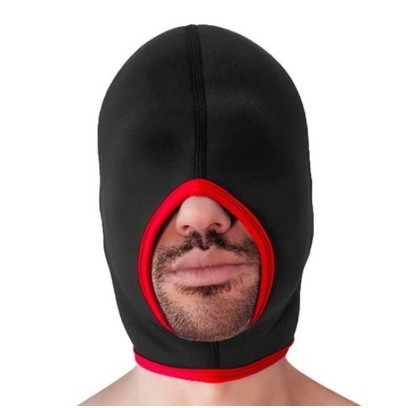 Cagoule Face Fucker Brutus Noire-Rouge sur fun et plaisirs - vente de sextoys pas cher