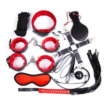 Pack Bondage SM 10 pièces Rouge- Kit SM en stock sur Fun et plaisirs