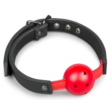 Baillon avec Boule Rouge percée- Baillons BDSM en stock sur Fun et plaisirs