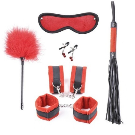 Kit Bondage 5 Pièces Rouge- Kit SM en stock sur Fun et plaisirs