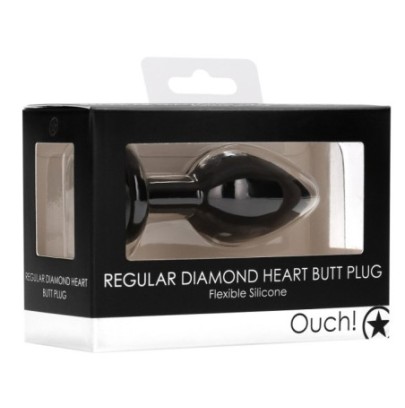 Plug Bijou Anal silicone Heart Noir 6 x 2.8 cm