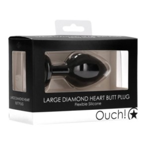 Plug Bijou Anal Silicone Heart Noir 7 x 3.5 cm