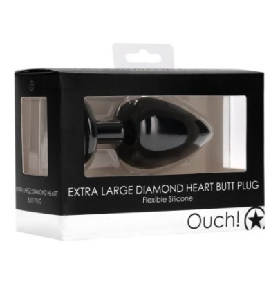 Plug Bijou Anal silicone Heart Noir 8 x 4 cm